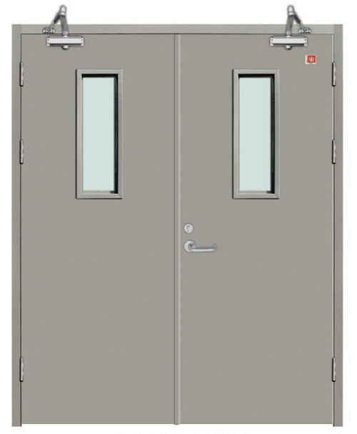 雞西鋼質雙扇帶玻璃防火門